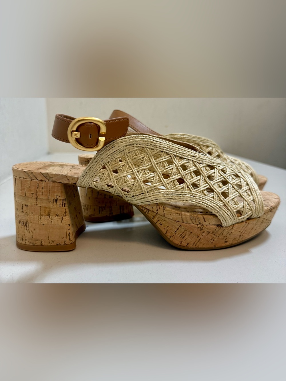NWOB Aerosoles Cornelia Raffia Platform Wedge Sandals Cream (10)🌟